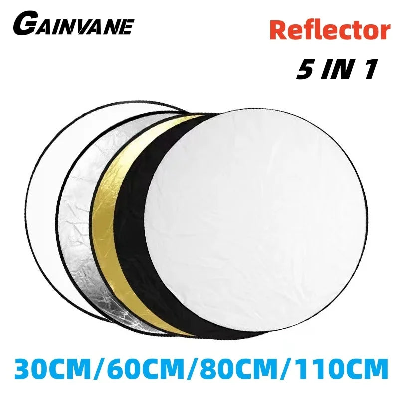 5 in 1 Photography Reflector Light Diffuser 30/60/80/110cm